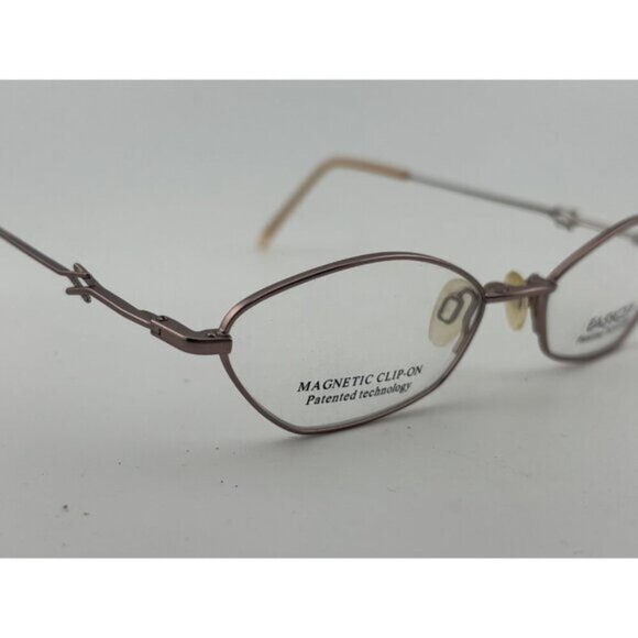 EASY CLIP - QU472 50-16-135 Rose Gold Metal Oval Glasses Frames - Picture 4 of 7